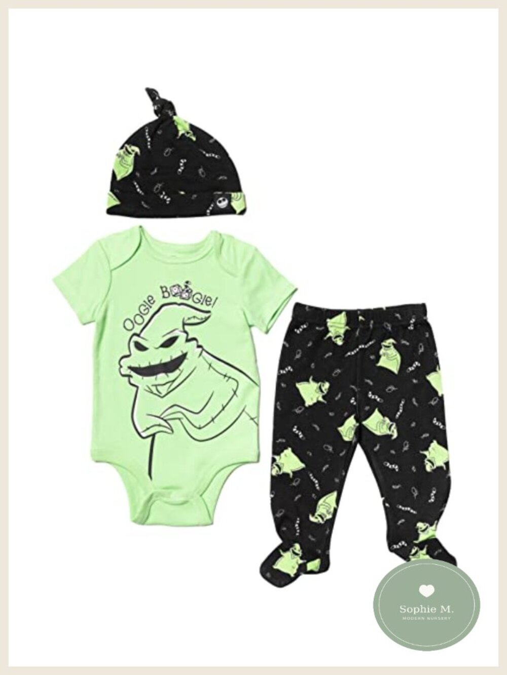 Disney Nightmare Before Christmas Baby Footed Pants and Bodysuit Set with Hat